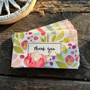 📦3/$20 - 25 Thank You cards for orders - blue watercolour floral